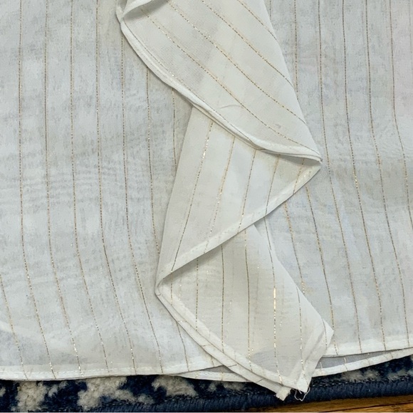 Tommy Hilfiger Metallic Shimmer Ruffle Front Blouse - Picture 12 of 14